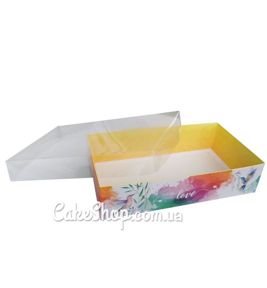 ⋗ Коробка с прозрачной крышкой Колибри With Love, 25х14х6 cм купить в Украине ➛ CakeShop.com.ua, фото