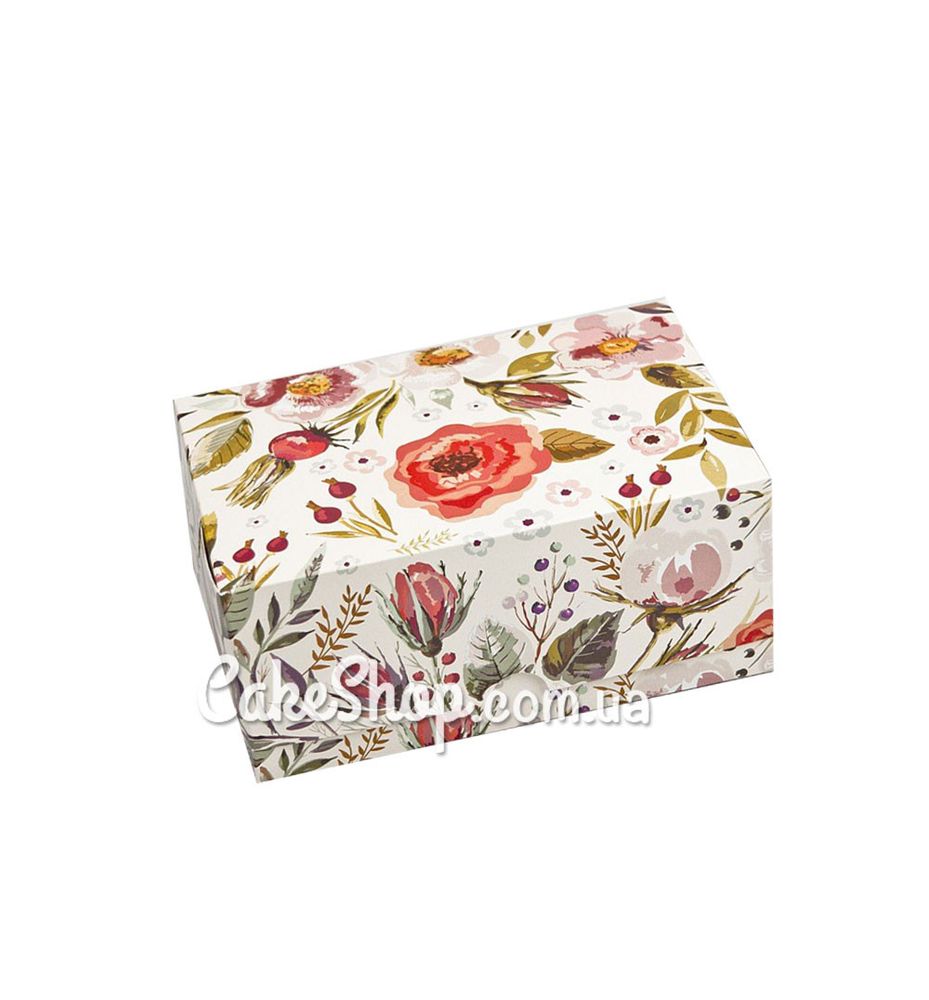 Коробка-контейнер для десертів Акварель квіти, 18х12х8 см - фото