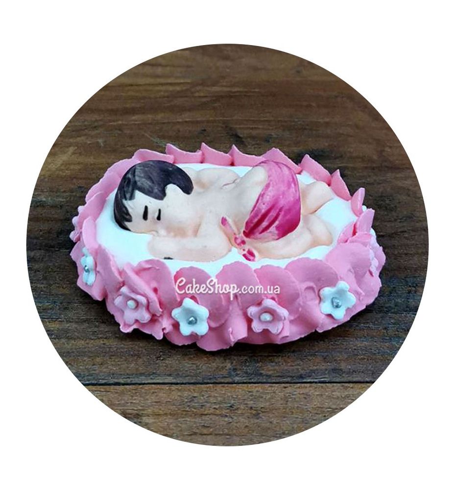 Сахарные фигурки Младенец в розовой кроватке ТМ Сладо - фото