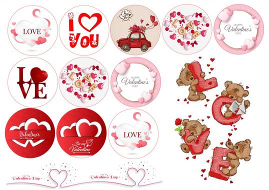 ⋗ Вафельна картинка День Св. Валентина 40 купити в Україні ➛ CakeShop.com.ua, фото