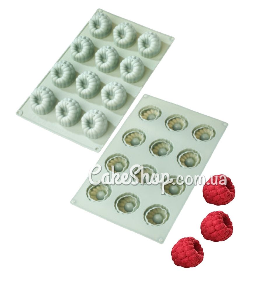 Силіконова форма для євродесертів Малина, 12 шт - фото