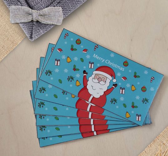 ⋗ Открытка Новогодняя голубая 6,7х13,5 см, 10шт купить в Украине ➛ CakeShop.com.ua, фото