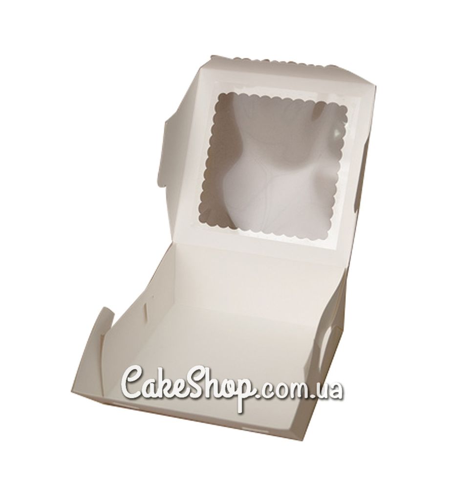 Коробка з прозорим вікном для чизкейка, торта, тістечок Ажурна, 25х25х10 см - фото