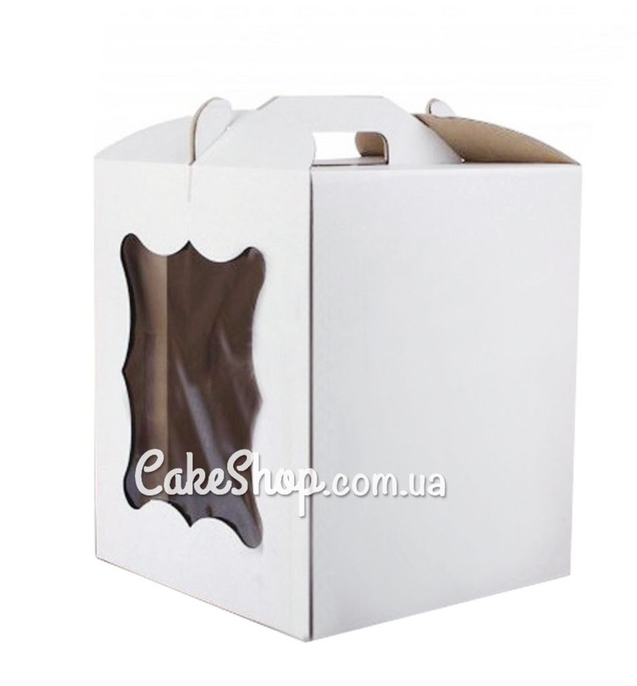 Коробка для торта з вікном Біла, 25х25х30 см - фото