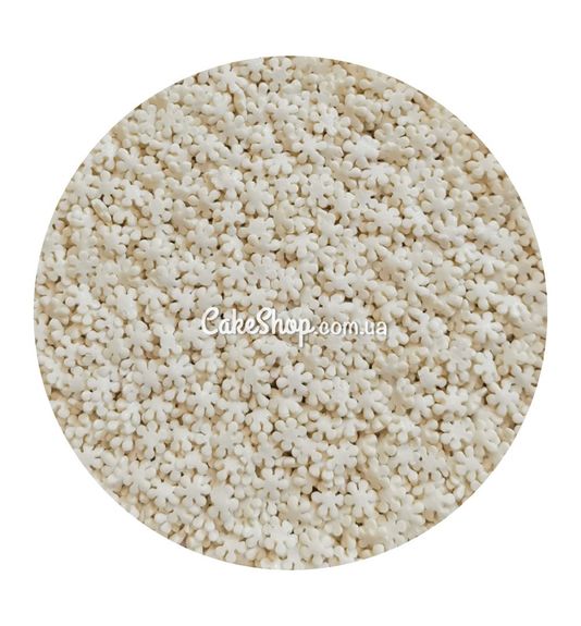 ⋗ Посипка цукрова Сніжинки білі  перламутрові, 50г купити в Україні ➛ CakeShop.com.ua, фото