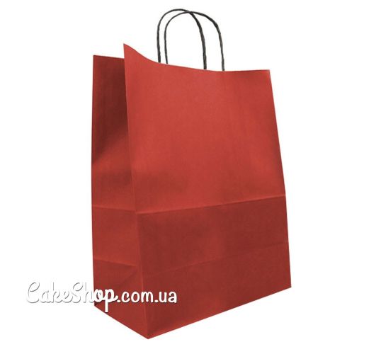 ⋗ Пакет бумажный с витыми ручками Красный, 35х26х15см купить в Украине ➛ CakeShop.com.ua, фото