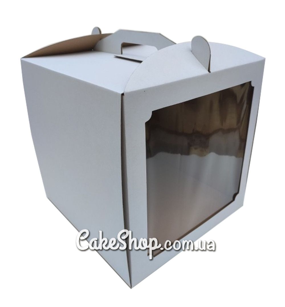 ⋗ Коробка для торта с окном Белая, 25х25х30 см купить в Украине ➛ CakeShop.com.ua, фото