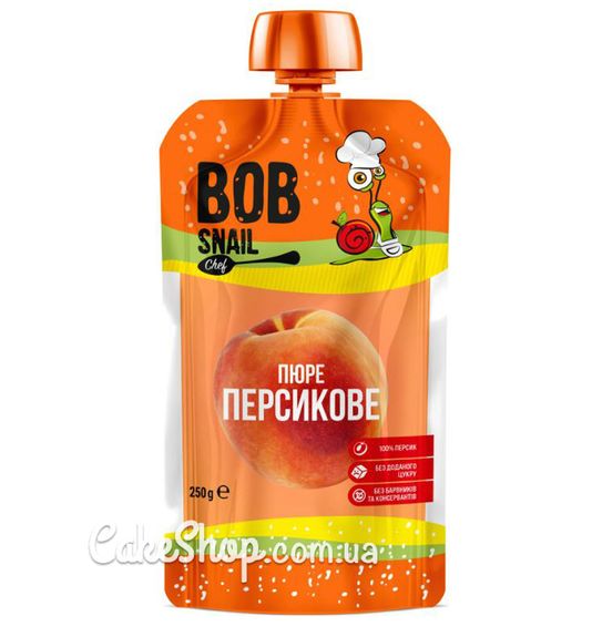 ⋗ Пюре персика без цукру Bob Snail, 250 г купити в Україні ➛ CakeShop.com.ua, фото