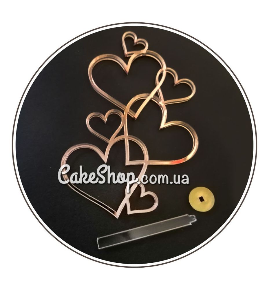Акриловый топпер VA боковой Сердца розовое золото - фото