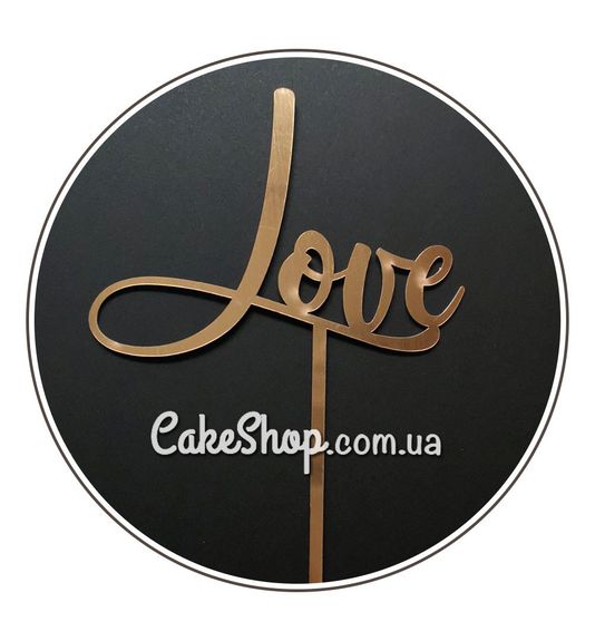 ⋗ Акриловий топпер DZ Love золото купити в Україні ➛ CakeShop.com.ua, фото