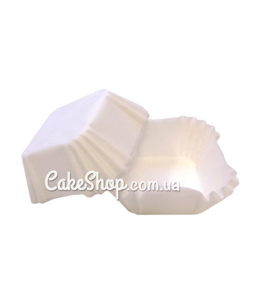 Бумажные формы для конфет и десертов 4х4 см, белые 50 шт. - фото