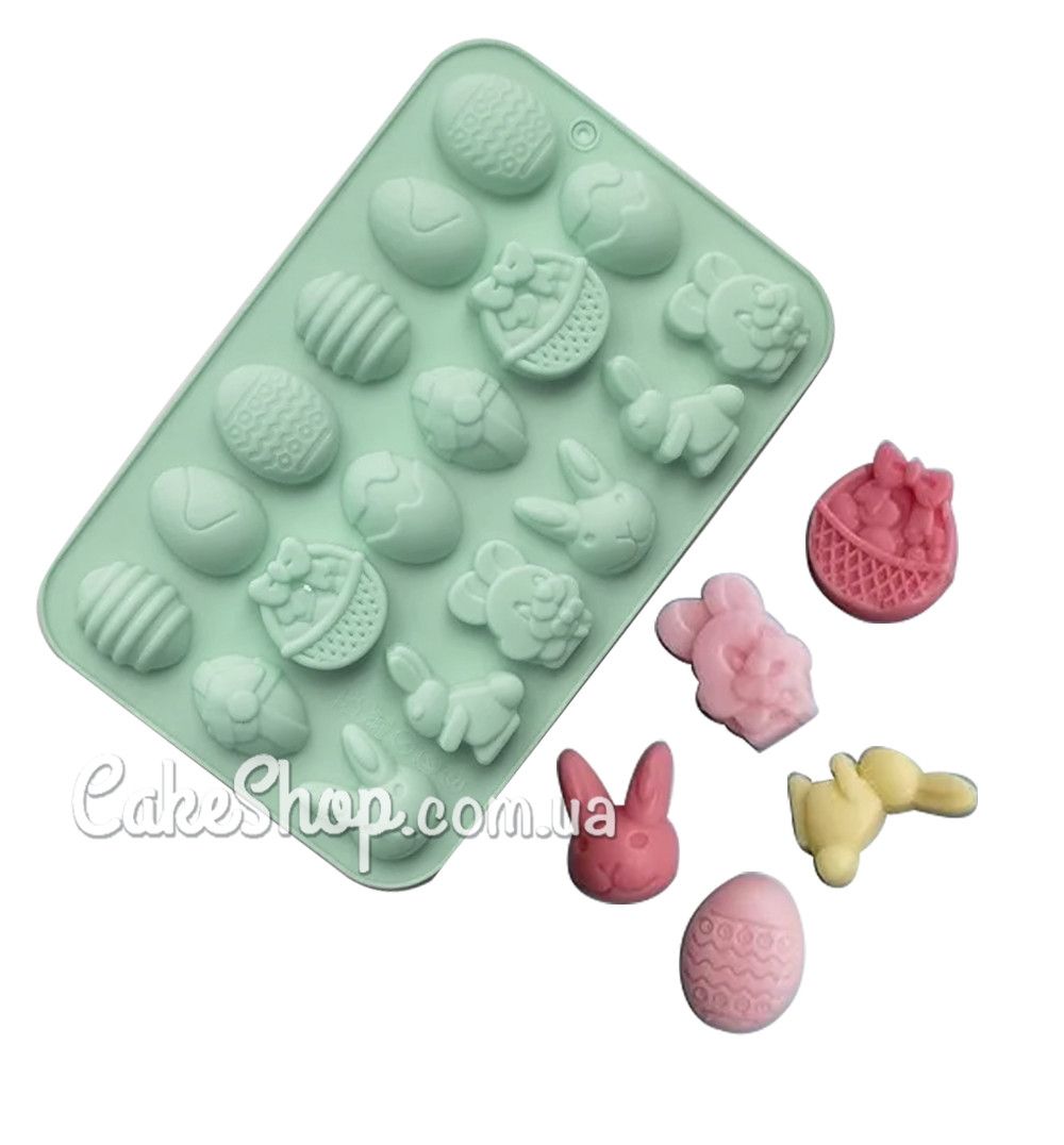 ⋗ Силіконова форма для цукерок, льоду та мармеладу Пасхальне асорті, 18 шт купити в Україні ➛ CakeShop.com.ua, фото