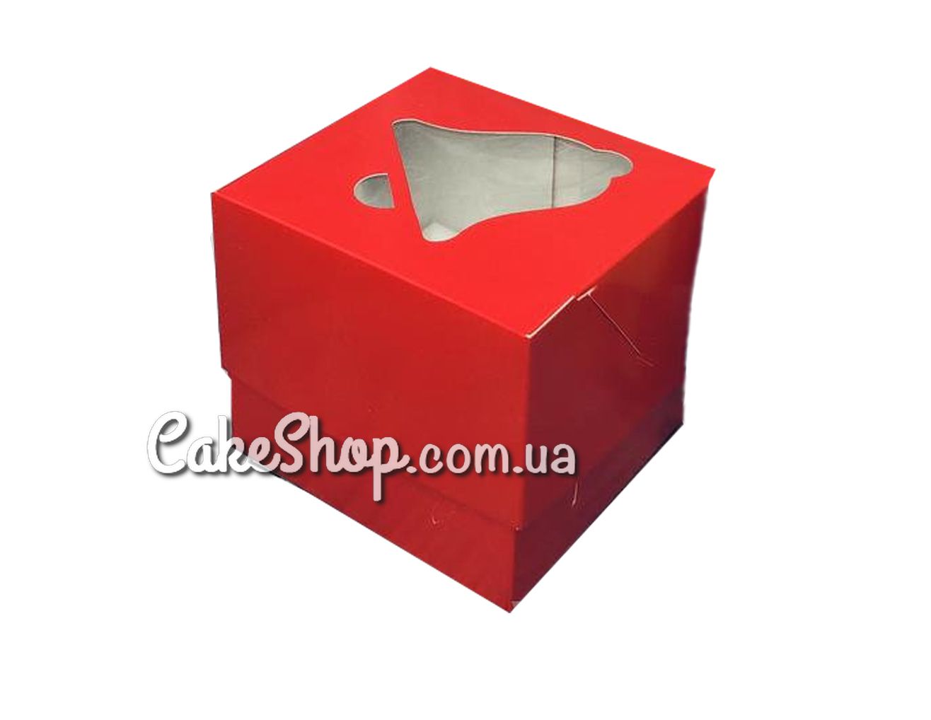 ⋗ Коробка для 1 кексу з дзвіночком Червона, 10х10х9 см купити в Україні ➛ CakeShop.com.ua, фото