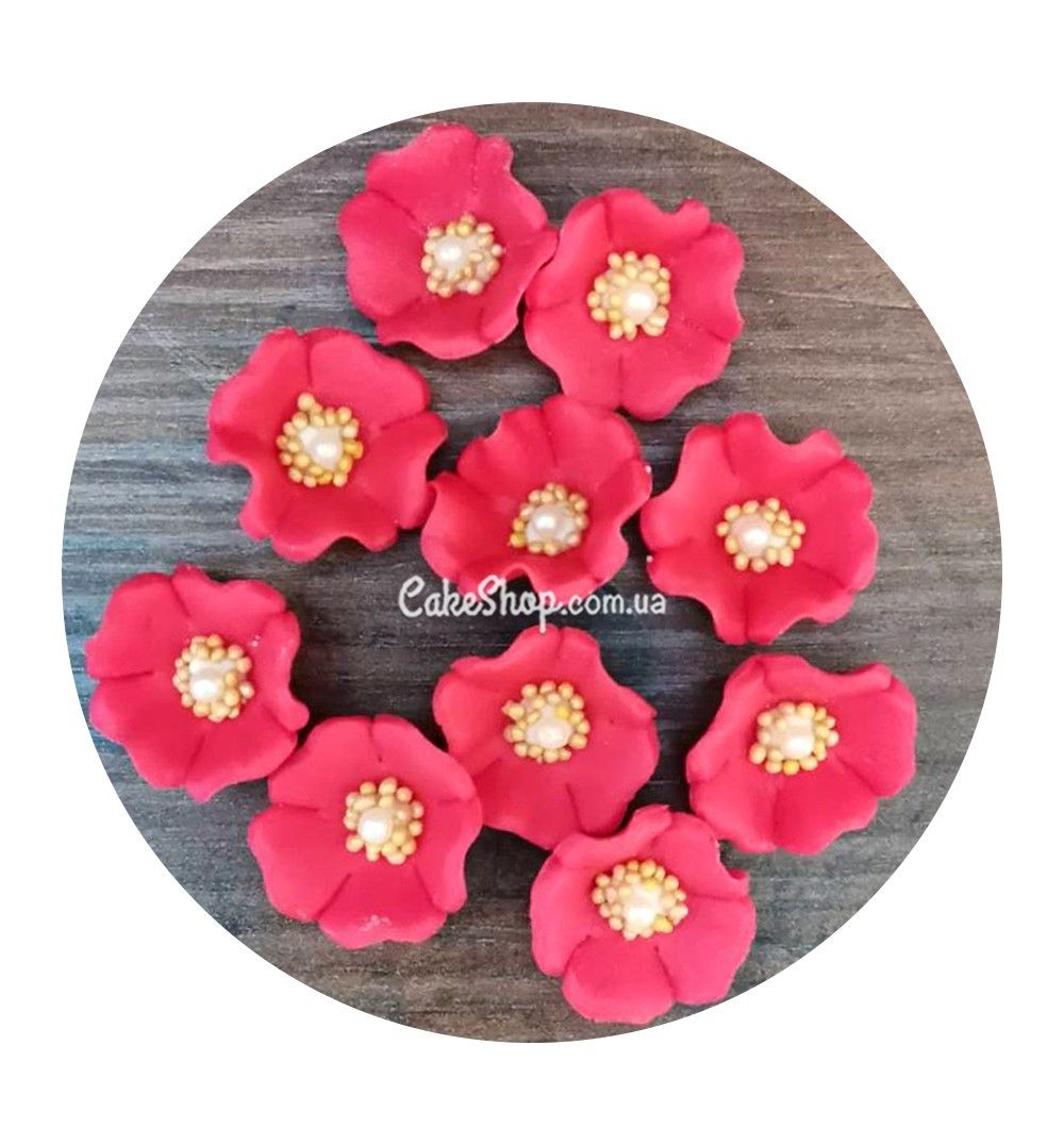 ⋗ Цукрові квіти Мальва червона (10 штук) купити в Україні ➛ CakeShop.com.ua, фото