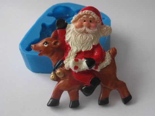 ⋗ Силіконовий молд Дід мороз з оленем купити в Україні ➛ CakeShop.com.ua, фото