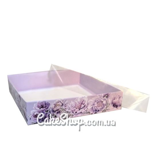⋗ Коробка на 9 цукерок з прозорою кришкою Півонії, 16х16х3,5 см купити в Україні ➛ CakeShop.com.ua, фото
