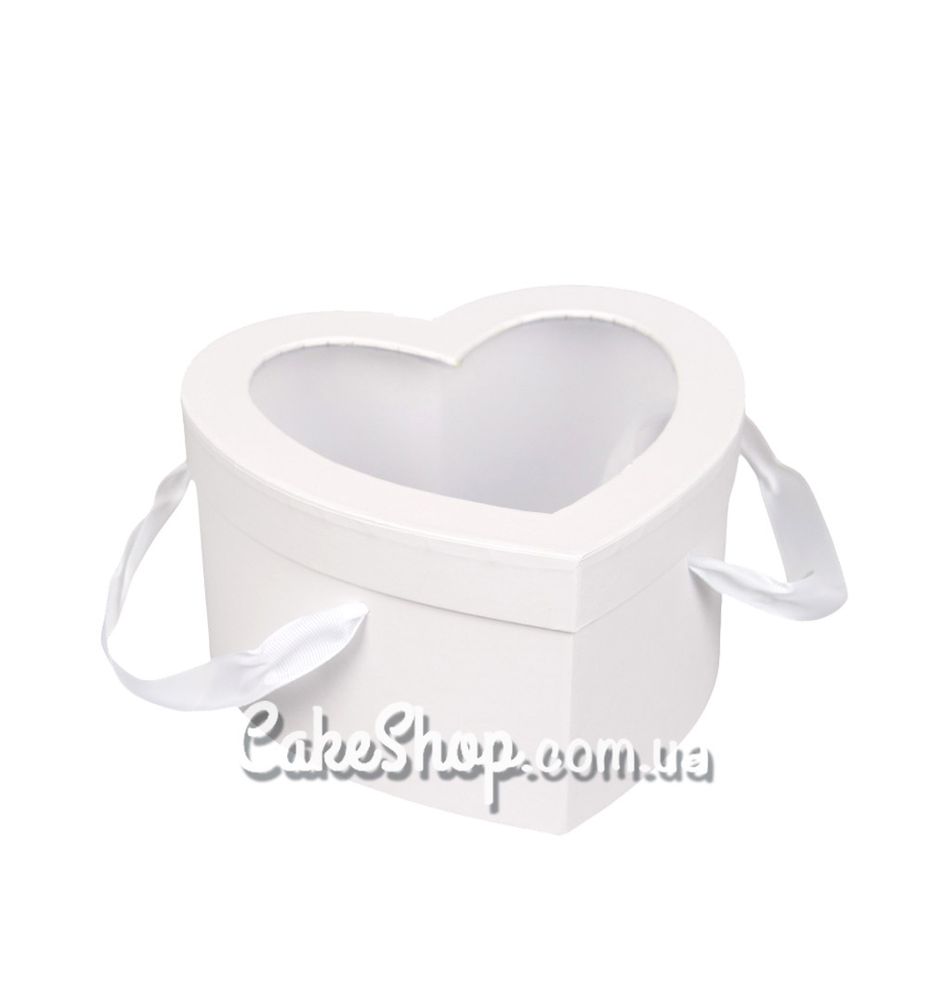 Коробка Серце з ручками, 22,4х21,6х11 см Біла - фото