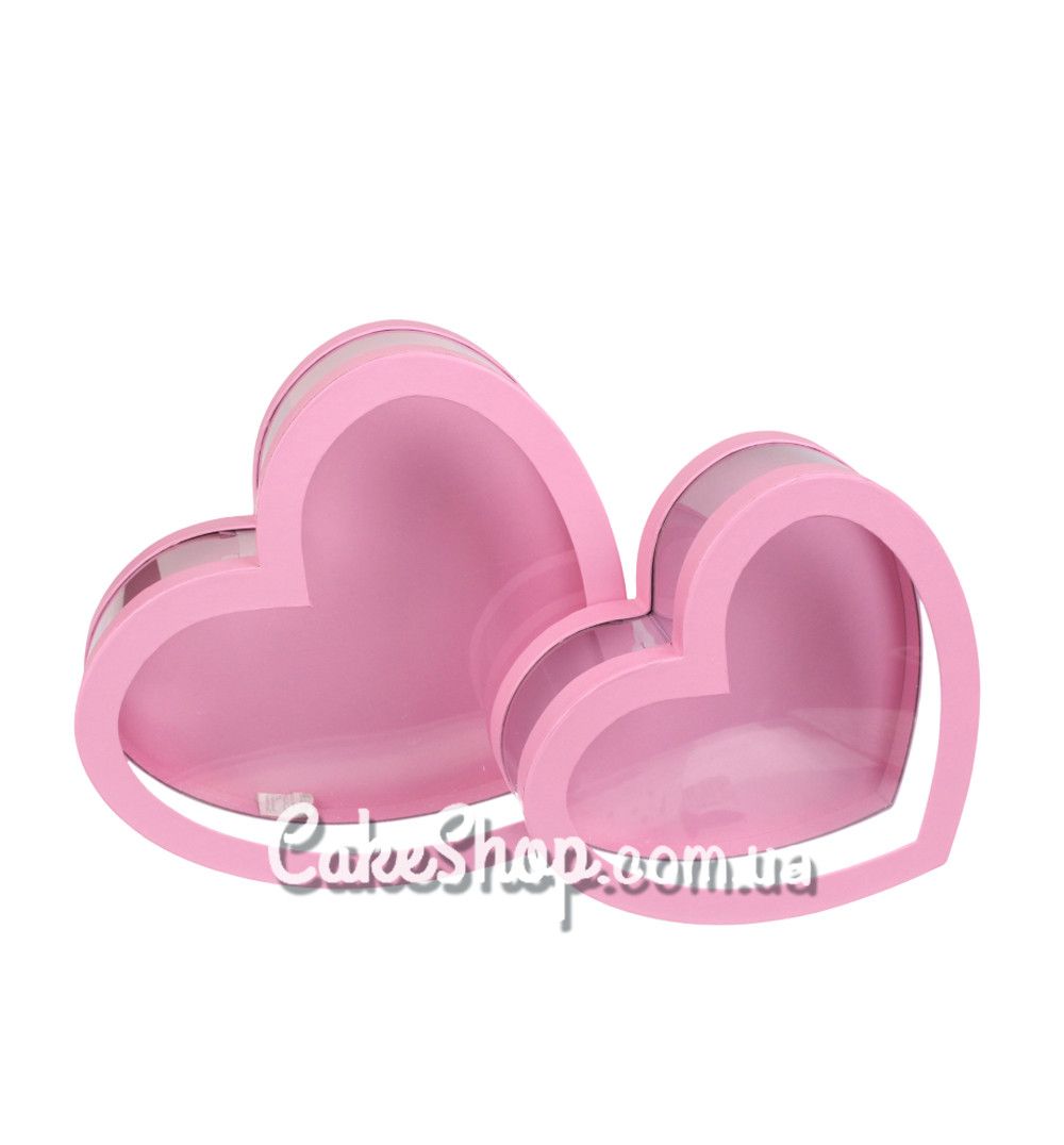 ⋗ Коробка  Серце рожева з вікном, 28х25,2х10,1 см купити в Україні ➛ CakeShop.com.ua, фото