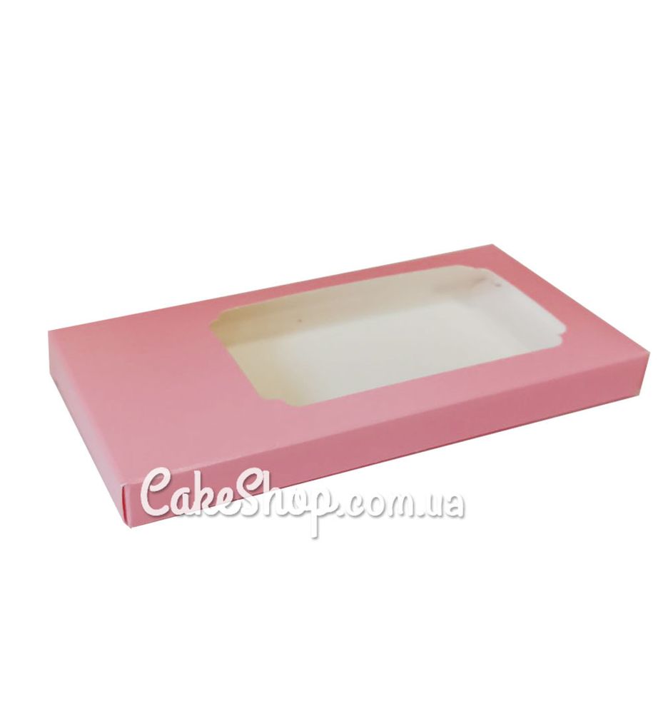 Коробка для шоколада с окошком Розовая, 16х8х1,7 см - фото