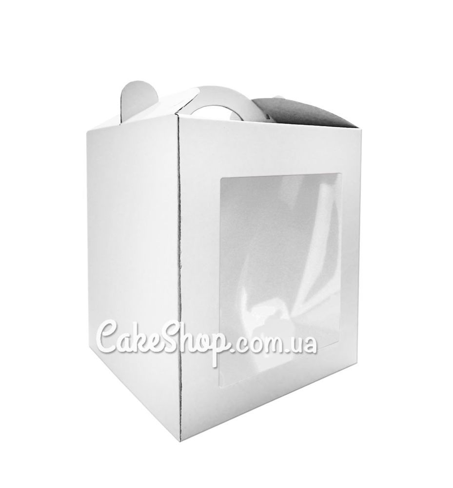 Коробка для пасхальных куличей гофрокартон 17х17х21 см, Белая - фото