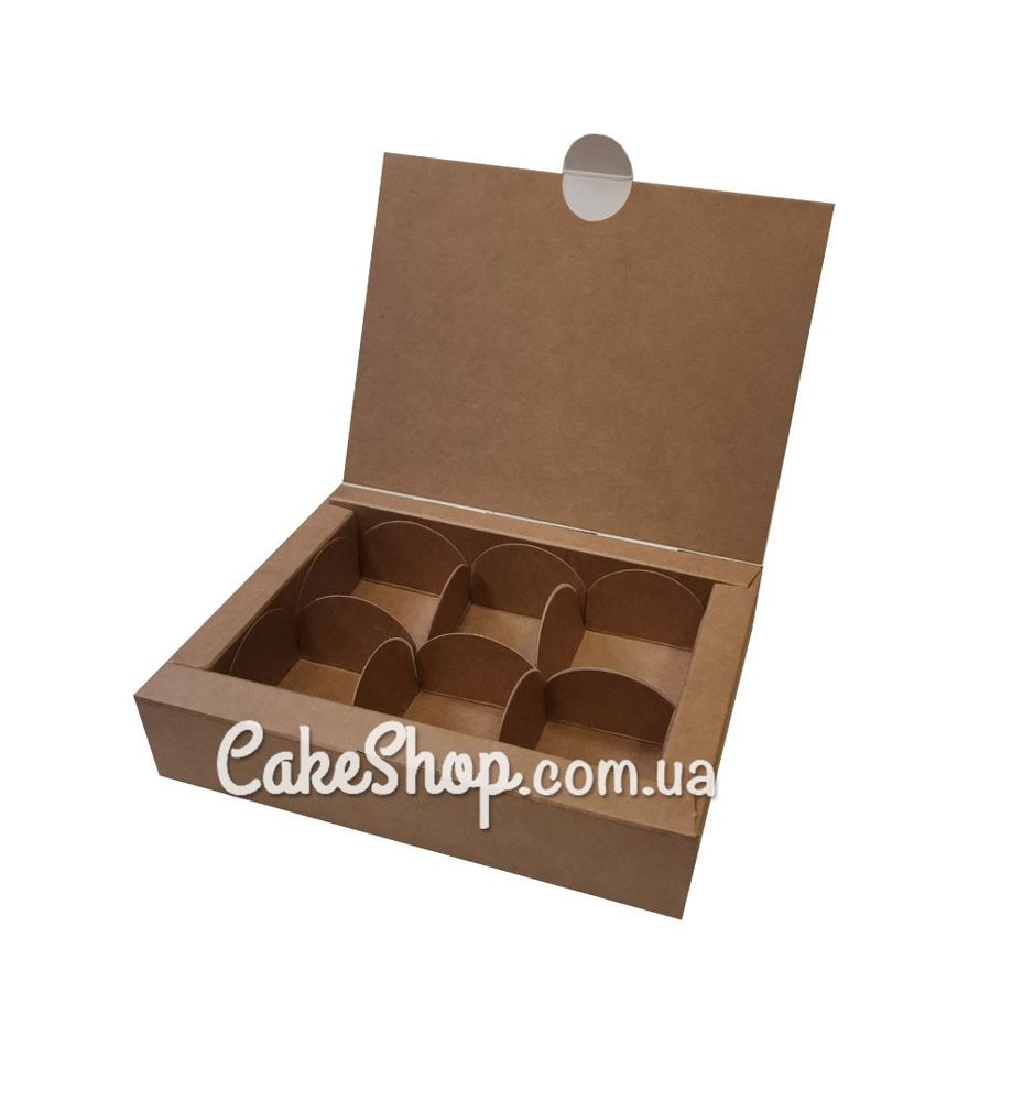 Коробка на 6 цукерок без вікна Крафт, 11х14,5х3 - фото