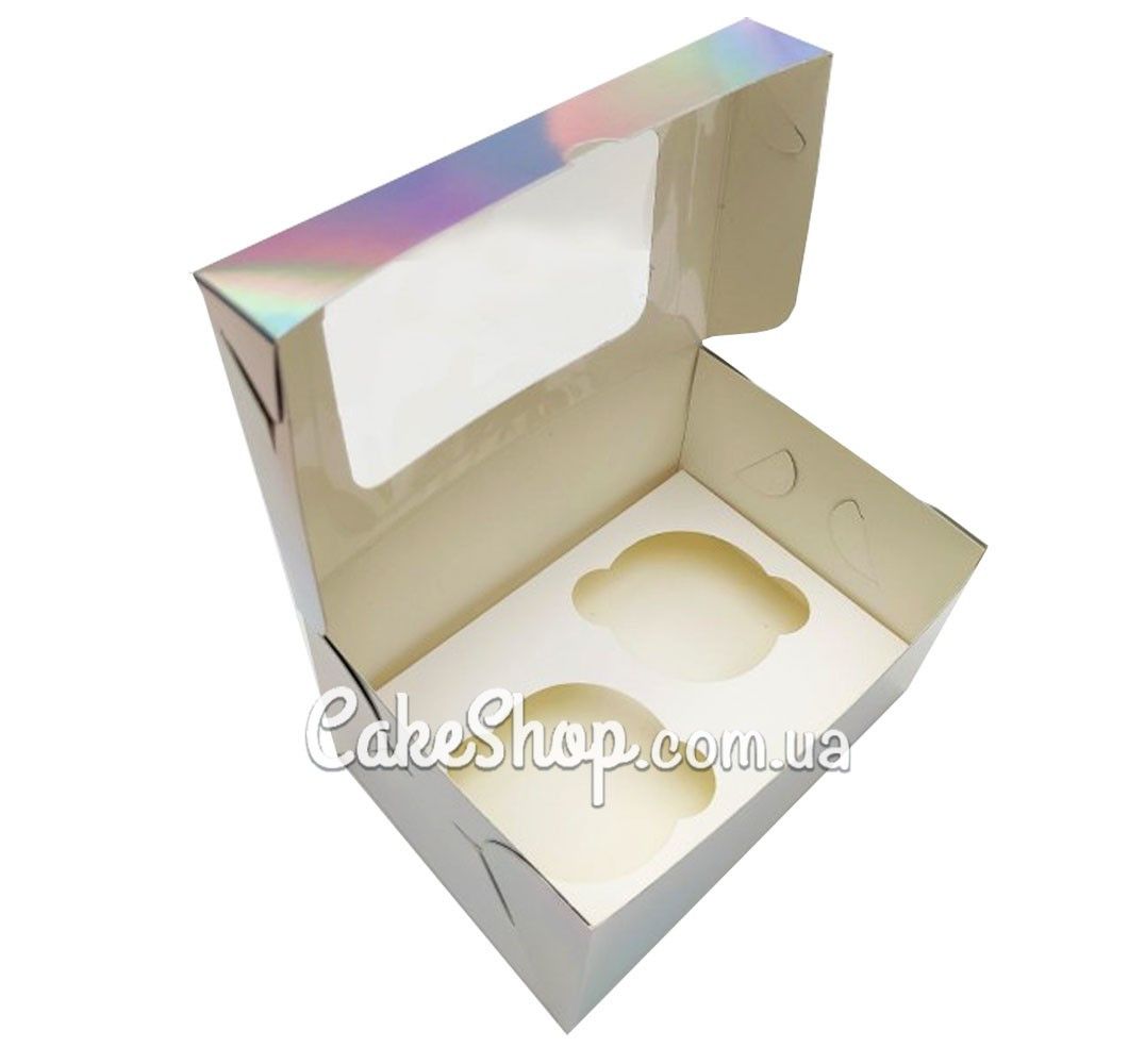 ⋗ Коробка на 2 кекса Голограмма, 16х11х8,5 см купить в Украине ➛ CakeShop.com.ua, фото