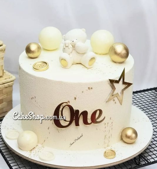 ⋗ Акриловый топер боковой One золото купить в Украине ➛ CakeShop.com.ua, фото