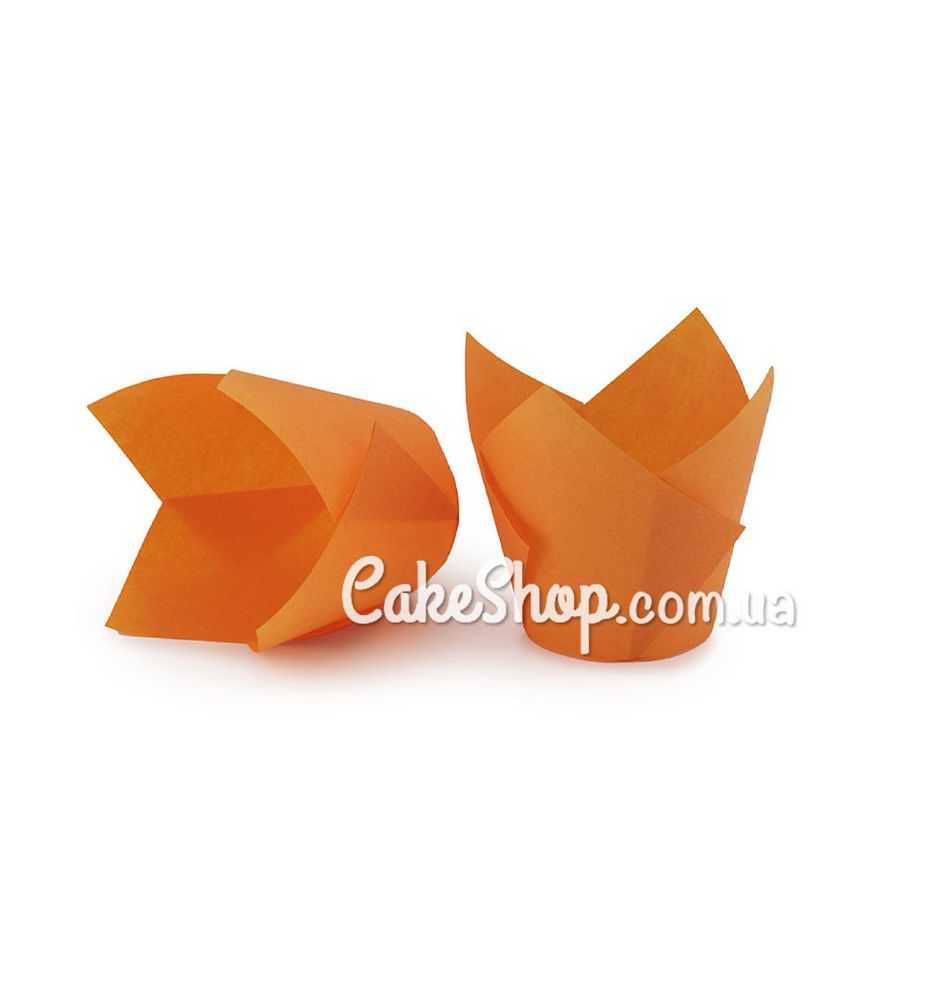Форма бумажная для кексов Тюльпан оранжевая, 10 шт. - фото