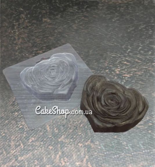 ⋗ Пластиковая форма для шоколада Сердце с розой купить в Украине ➛ CakeShop.com.ua, фото