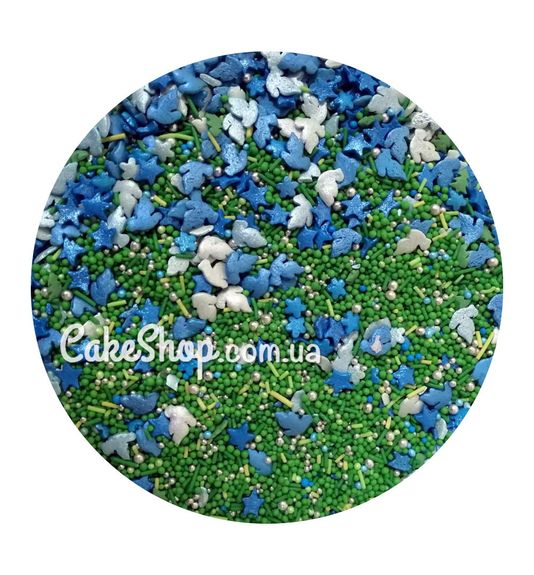 ⋗ Посыпка сахарная Перламутровый микс с голубями #15, 50г купить в Украине ➛ CakeShop.com.ua, фото