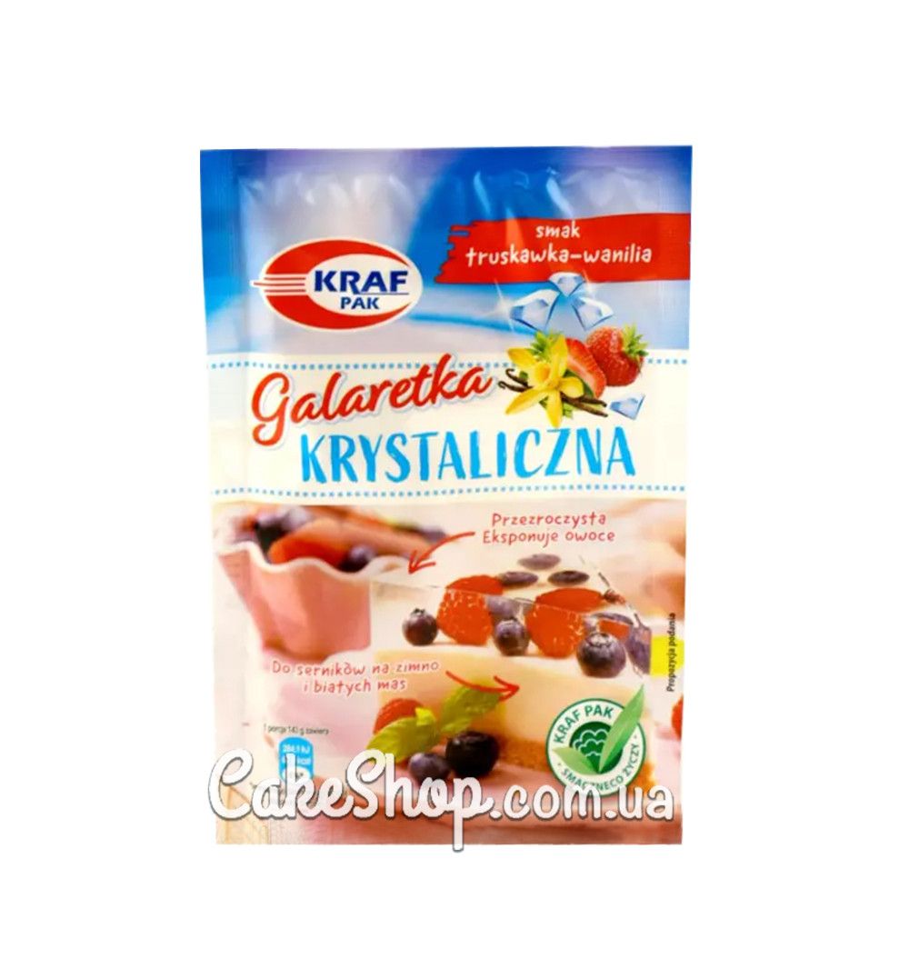 ⋗ Желе со вкусом клубники и ванили прозрачное Kraw Pak, 70 г купить в Украине ➛ CakeShop.com.ua, фото