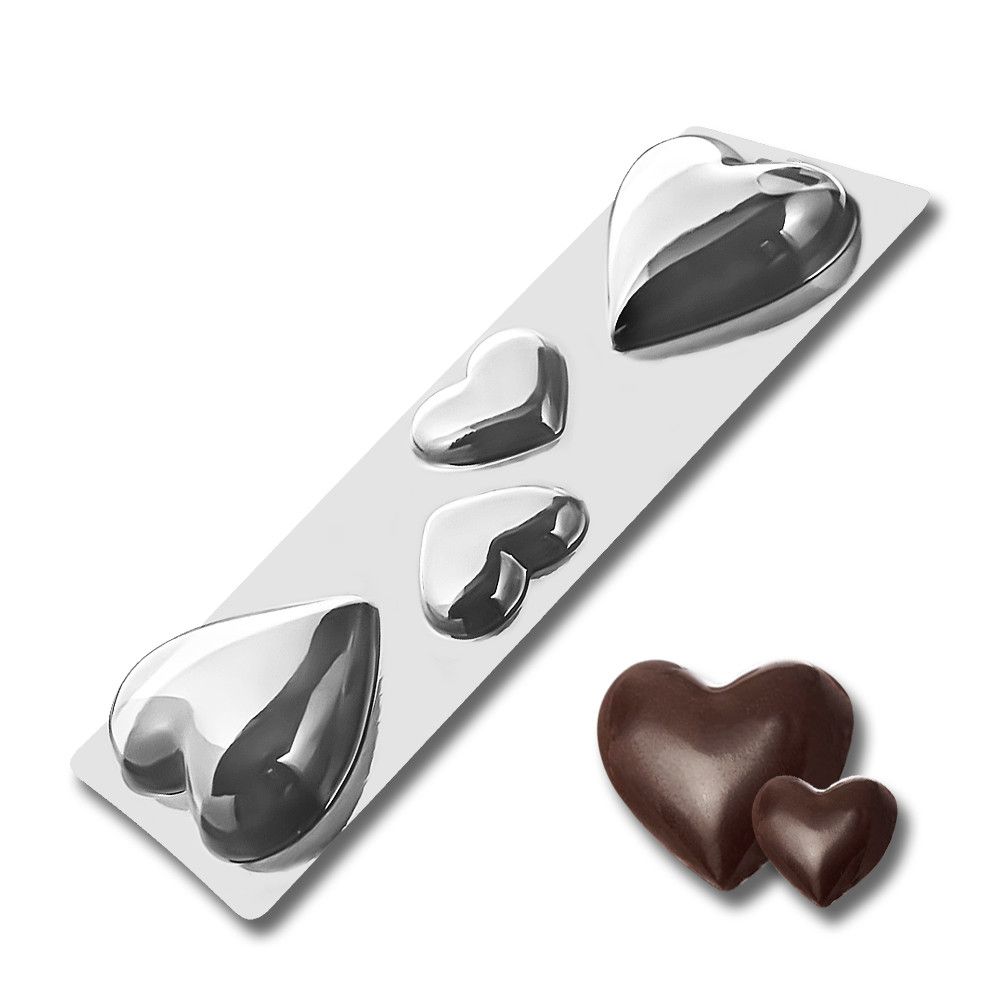 Пластиковая форма для шоколада Сердце набор - фото