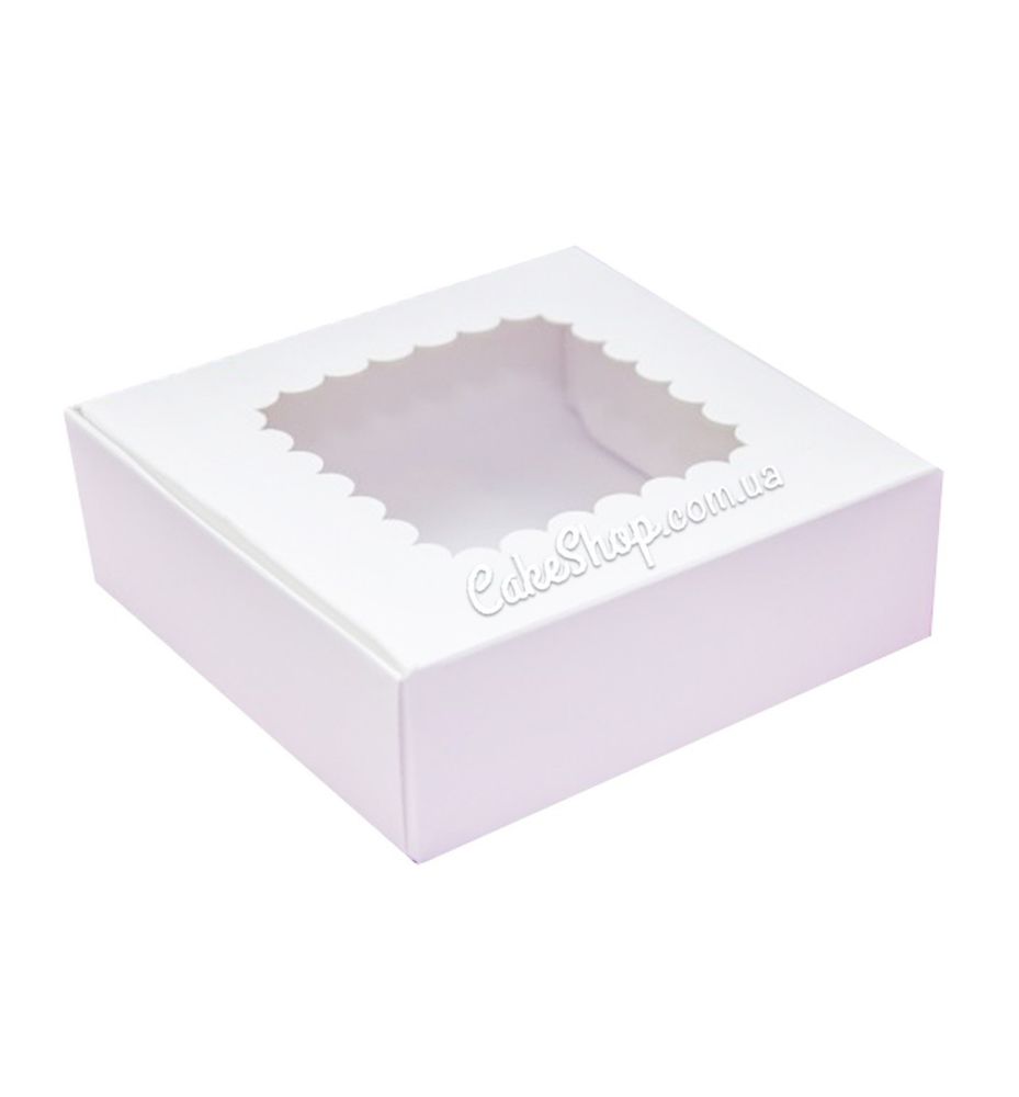 Коробка для пряників з вікном Ажурна біла, 15х15х5 см - фото