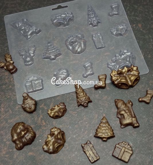 ⋗ Пластиковая форма для шоколада Новогоднее ассорти 3 купить в Украине ➛ CakeShop.com.ua, фото
