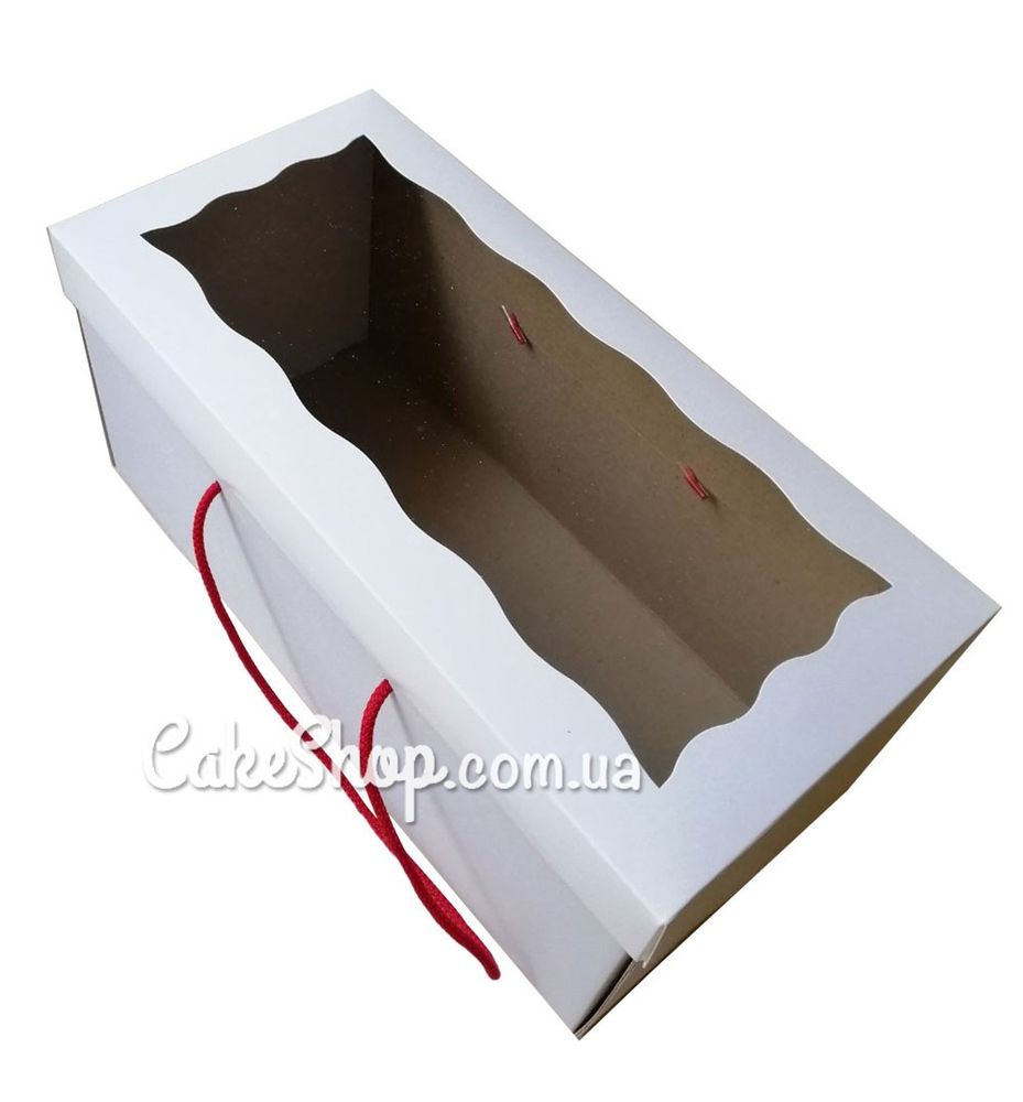 Коробка подарочная белая с ручками, 32х15х15 см - фото