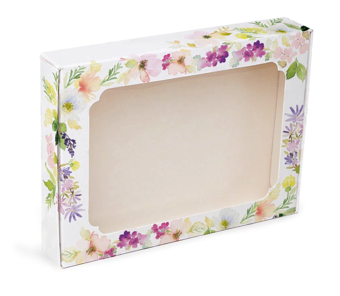 ⋗ Коробка для пряников с фигурным окном Цветы, 15х20х3 см купить в Украине ➛ CakeShop.com.ua, фото