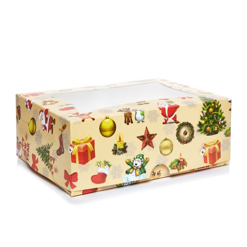 ⋗ Коробка на 6 кексов Новогодняя с окном, 24х18х9 см купить в Украине ➛ CakeShop.com.ua, фото
