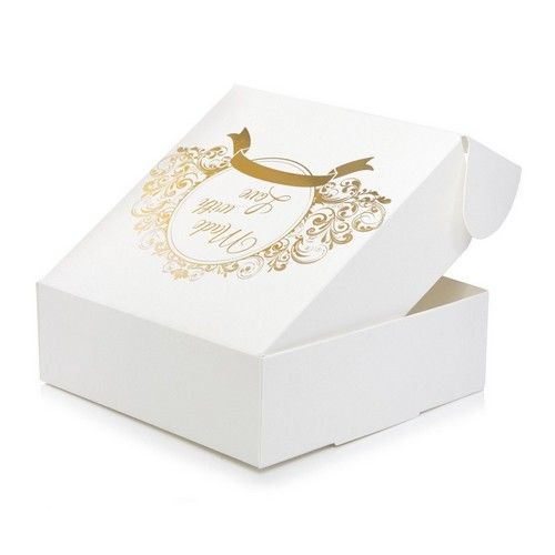 ⋗ Коробка із золотим пинтом Make with love, 15х15х5 см купити в Україні ➛ CakeShop.com.ua, фото
