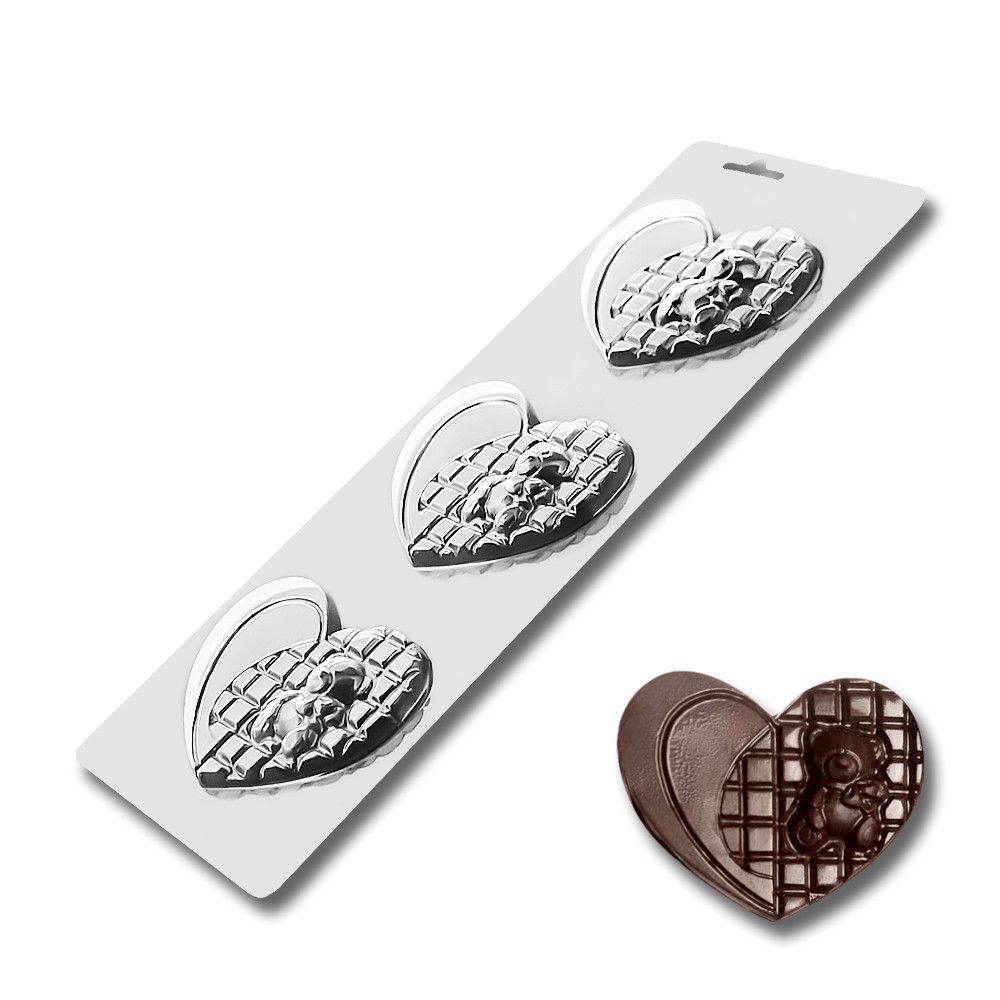 ⋗ Пластиковая форма для шоколада Мишка в сердце купить в Украине ➛ CakeShop.com.ua, фото
