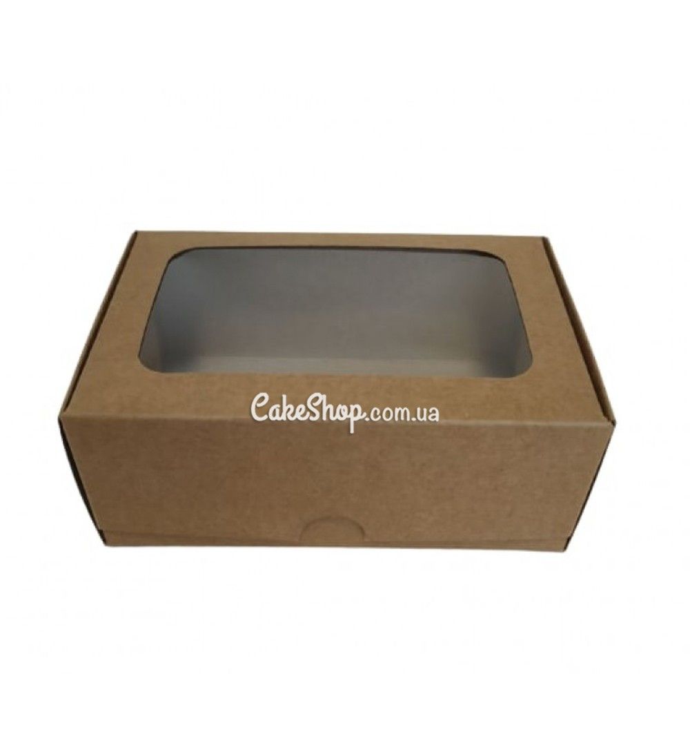 ⋗ Коробка на 8 макаронс з прозорим вікном Крафт, 14х10х5,5 см купити в Україні ➛ CakeShop.com.ua, фото