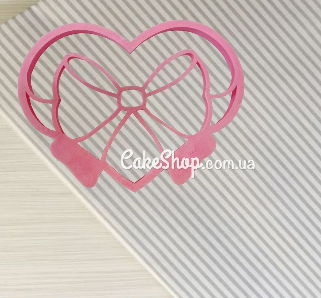 ⋗ Вирубка пластикова Серце з бантиком купити в Україні ➛ CakeShop.com.ua, фото