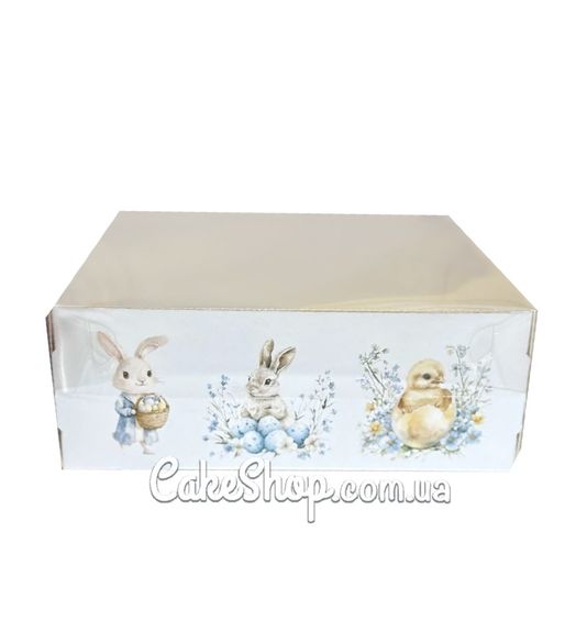 ⋗ Коробка для десертов с прозрачной крышкой Паксхальная голубая, 16х16х6 см купить в Украине ➛ CakeShop.com.ua, фото