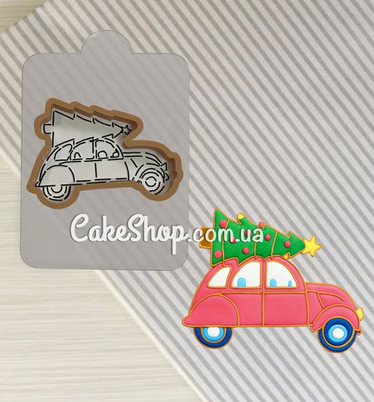 ⋗ Вырубка пластиковая с трафаретом Машина с елкой купить в Украине ➛ CakeShop.com.ua, фото