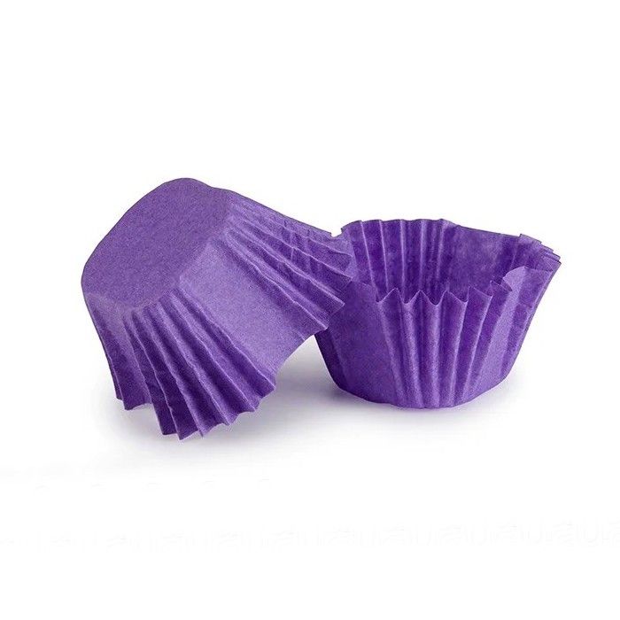 Бумажные формы для конфет и десертов 3х3 см, фиолетовые 50 шт - фото