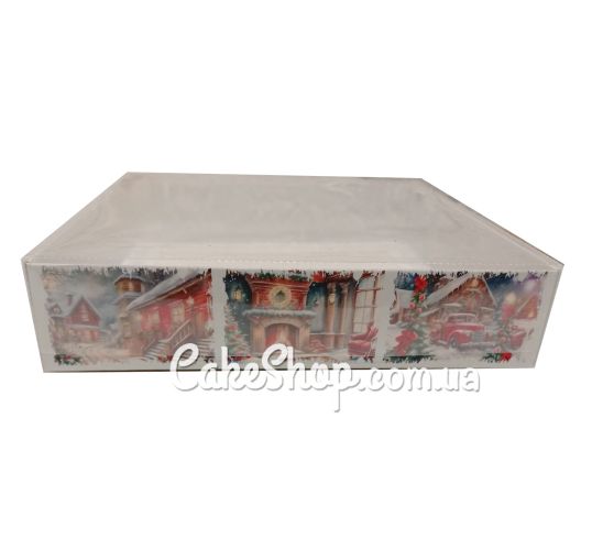 ⋗ Коробка для пряників з прозорою кришкою Різдвяна, 16х16х3,5 см купити в Україні ➛ CakeShop.com.ua, фото