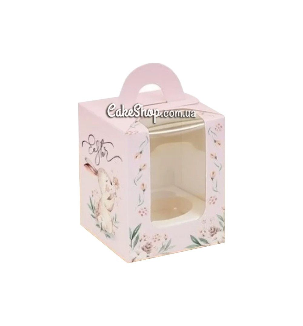 ⋗ Коробка для 1 кексу з ручкою Рожевий заєць, 8,2х8,2х10 см купити в Україні ➛ CakeShop.com.ua, фото