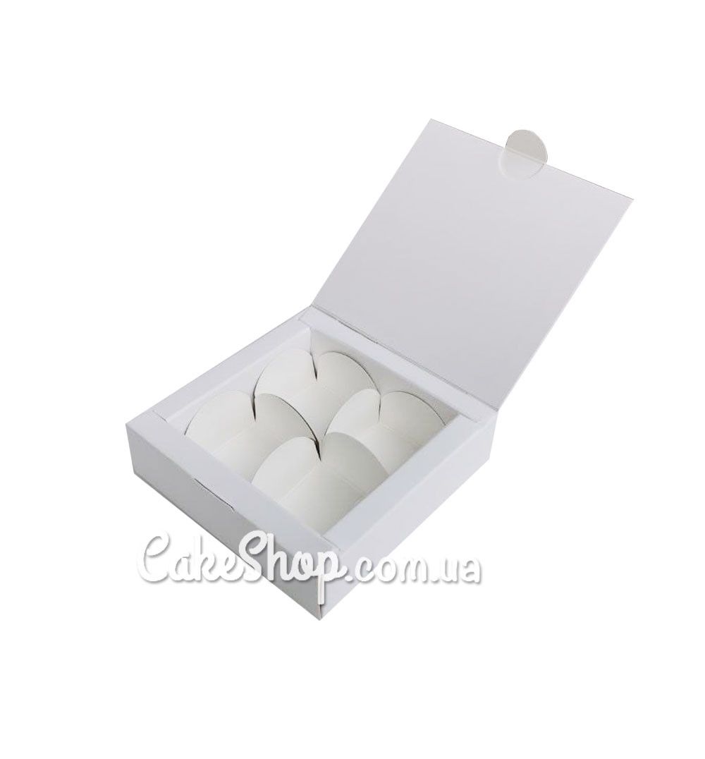 ⋗ Коробка на 4 цукерки Біла, 11х11х3 см купити в Україні ➛ CakeShop.com.ua, фото