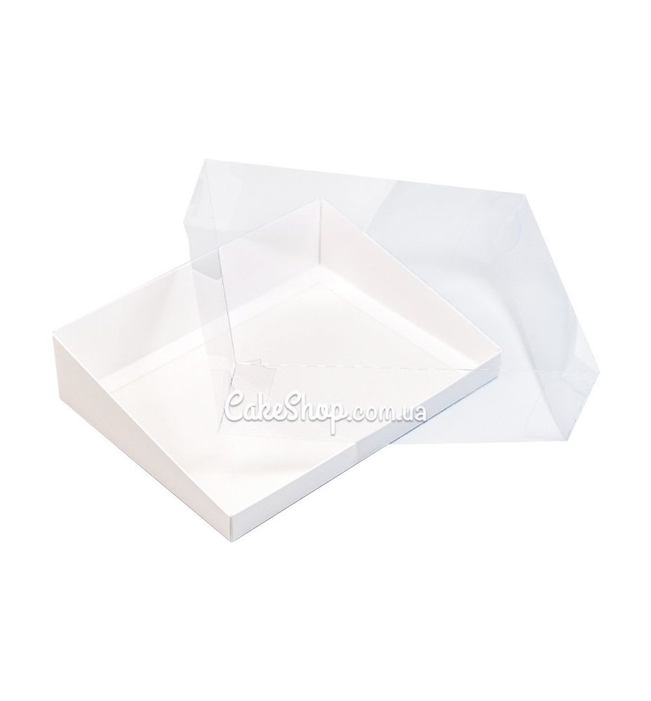 Коробка для десертов с прозрачной крышкой 20х15х5, Белая - фото