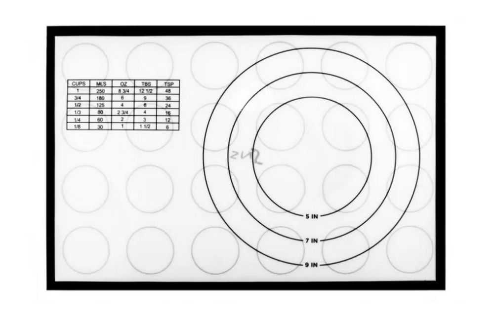 Силиконовый коврик для макаронс с двусторонней разметкой на 24 штуки, 42,5х28 см - фото