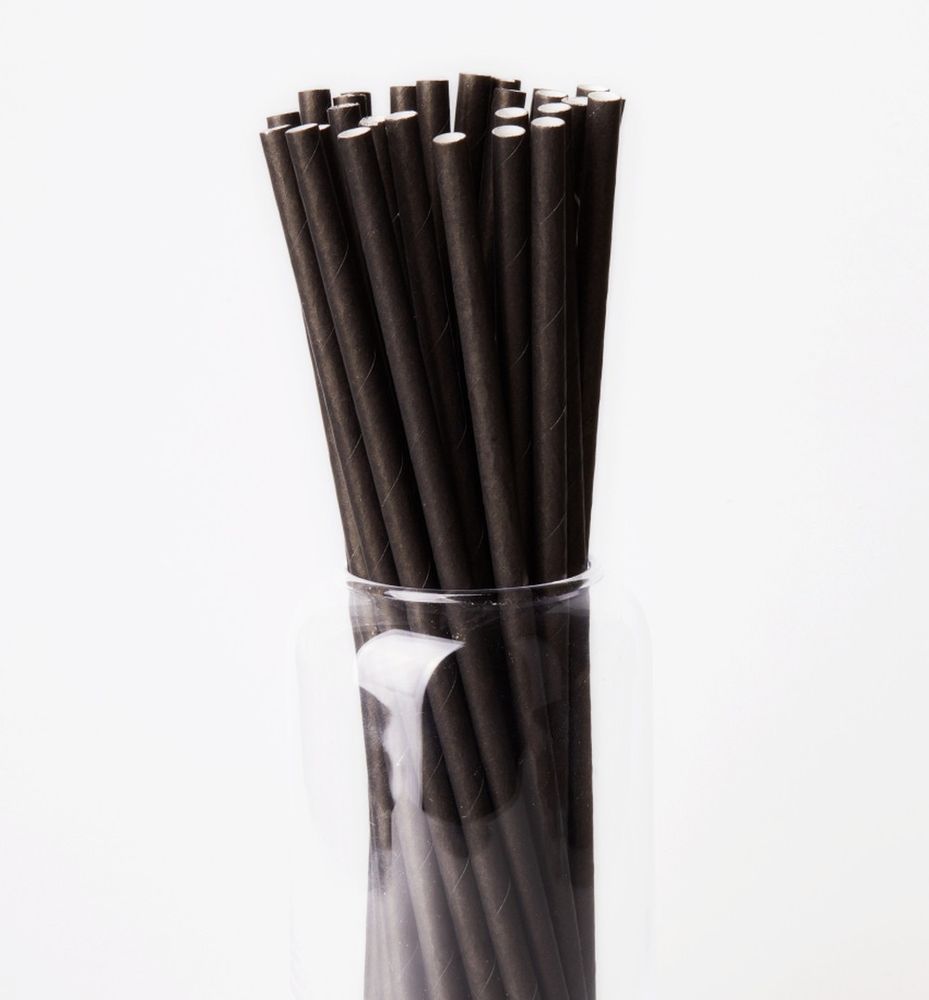 Трубочки бумажные черные 200 мм - фото